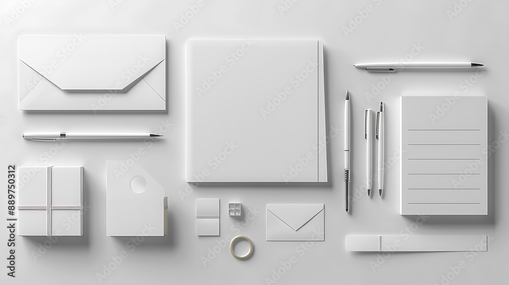 Beautifully designed stationery set with notebooks, pens, and envelopes on a pristine white background. 32k, full ultra HD, high resolution Beautifully designed stationery set with notebooks, pens, and envelopes on a pristine white background. 32k, full ultra HD, high resolution