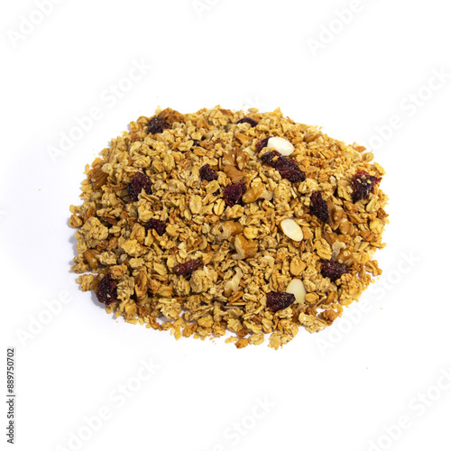 Cranberry Granola on a White Background