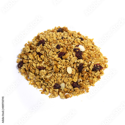 Cranberry Granola on a White Background