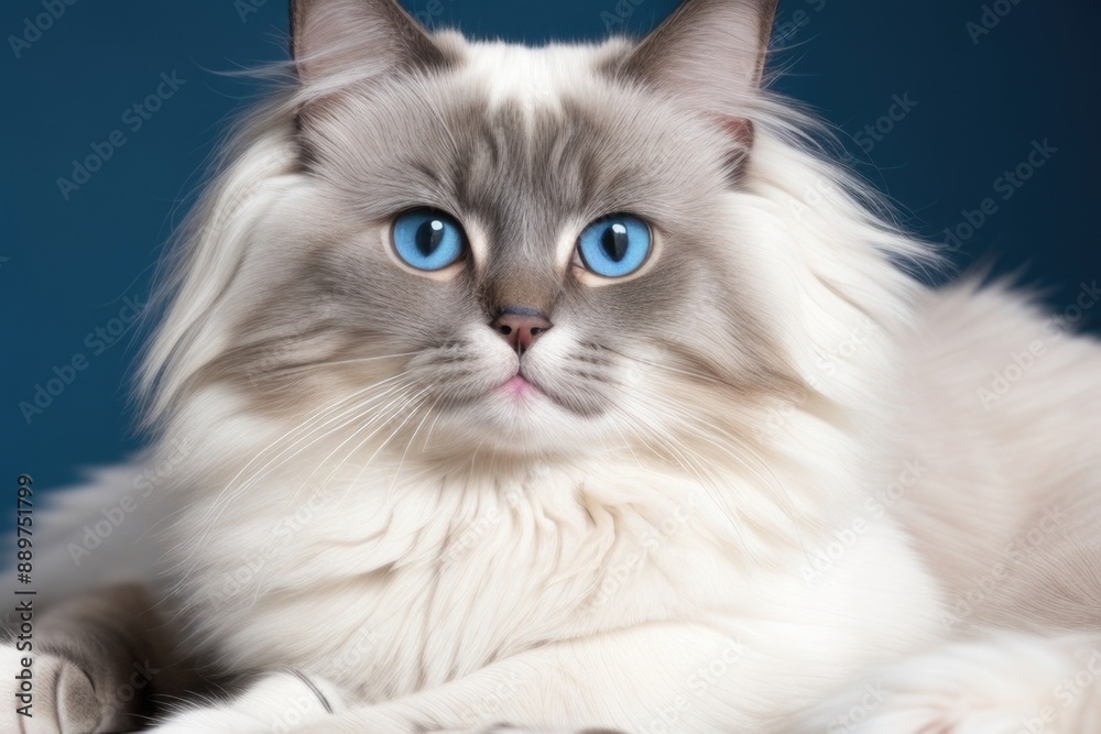 Close-up Ragdoll cat isolated on a color background Close-up Ragdoll cat isolated on a color background