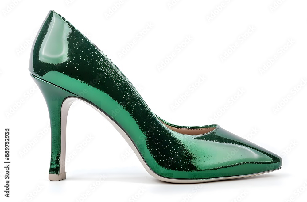 Obraz premium Shiny Green High Heel Shoes for Stylish Women