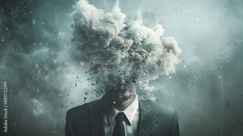 Mental health concept of a man wearing a suit photo