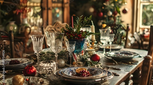 Holiday table decor for Christmas celebration