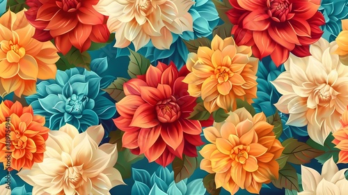 Colorful dahlia floral background