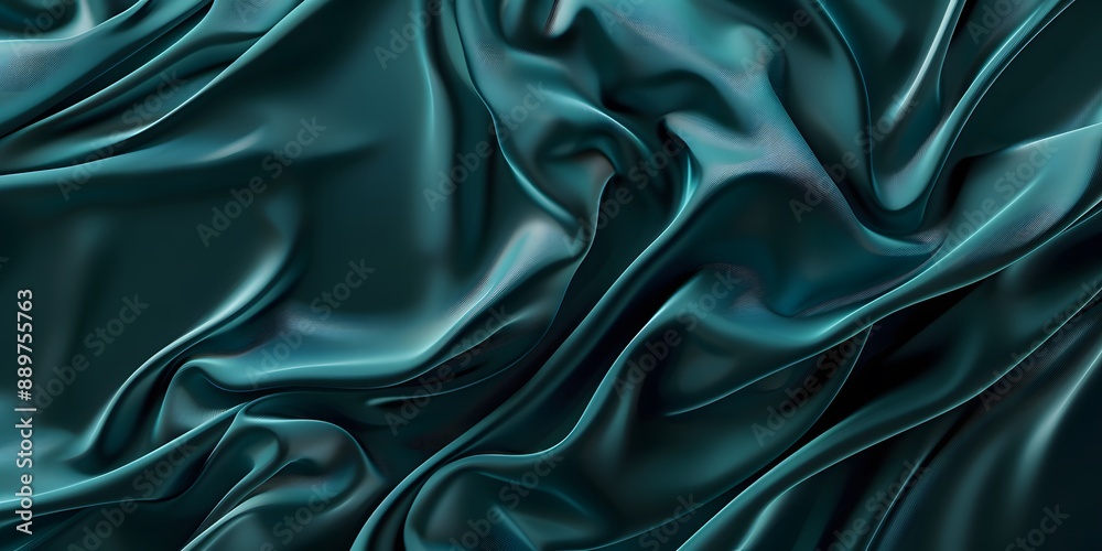 Elegant Dark Teal and Green Silk Background with Waves Elegant Dark Teal and Green Silk Background with Waves