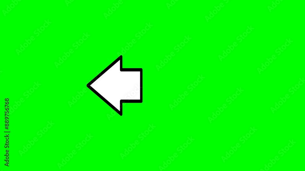 Animated left arrow direction icon on a green background Animated left arrow direction icon on a green background