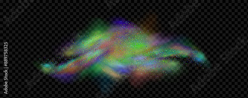 An explosion of colorful smoke clouds.Multicolor fog with blue and yellow particles.Explosions of color powder.