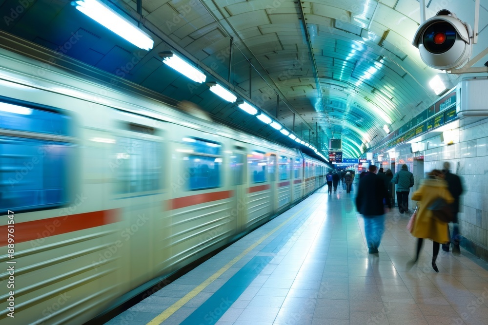 Surveillance in Metro Station Capturing Flow of Passengers Boarding Trains - Urban Security Surveillance in Metro Station Capturing Flow of Passengers Boarding Trains - Urban Security