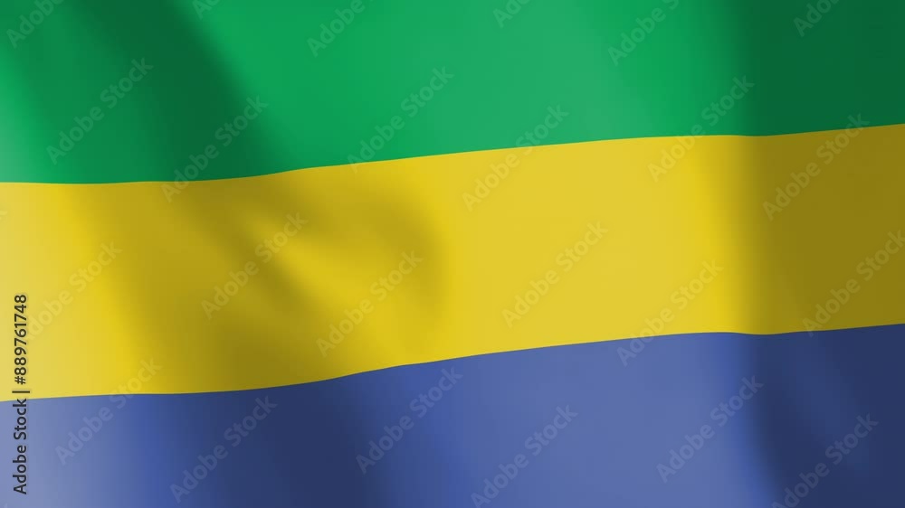 Flag of Gabon animated background. Symbol of the Gabonese nation and the culture. Waving flag in the wind footage. Flag of Gabon animated background. Symbol of the Gabonese nation and the culture. Waving flag in the wind footage.
