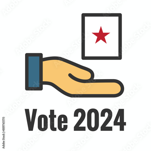 Voting 2024 Icon with Vote, Government, and Patriotic Symbolism and Colors
