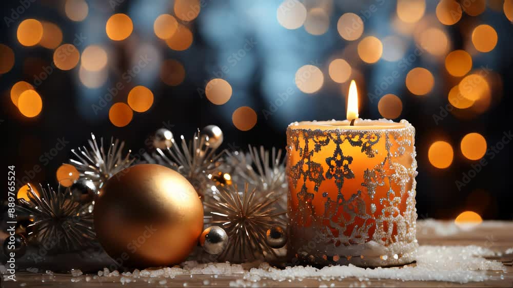 Candles, Christmas toys and beautiful shiny New Year's gifts for the holiday. Christmas card concept Candles, Christmas toys and beautiful shiny New Year's gifts for the holiday. Christmas card concept