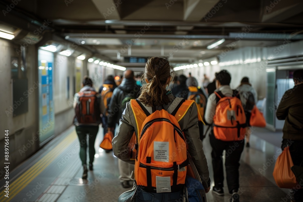 Subway Safety Drill with Staff and Passengers in Organized and Calm Environment Subway Safety Drill with Staff and Passengers in Organized and Calm Environment