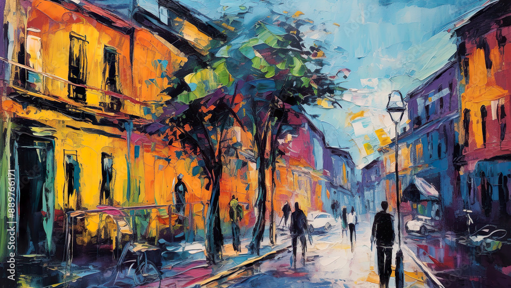 Spectral Street - Fauvism, Painting, Art, Colorful Background, Paint Wallpaper Spectral Street - Fauvism, Painting, Art, Colorful Background, Paint Wallpaper