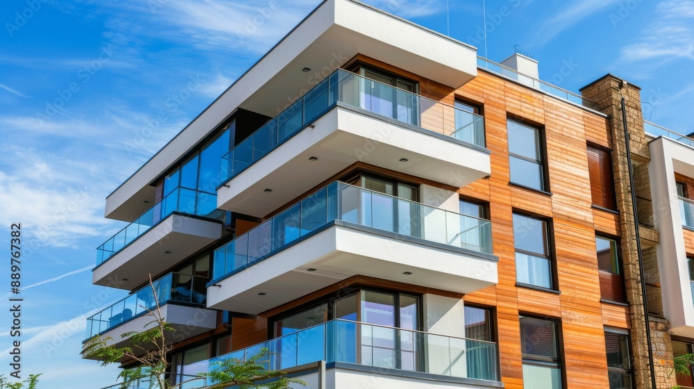 New apartment building facade, modern apartment building facade. New apartment building facade, modern apartment building facade.