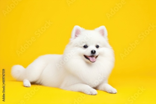 Pomerian dog isolated on a color background