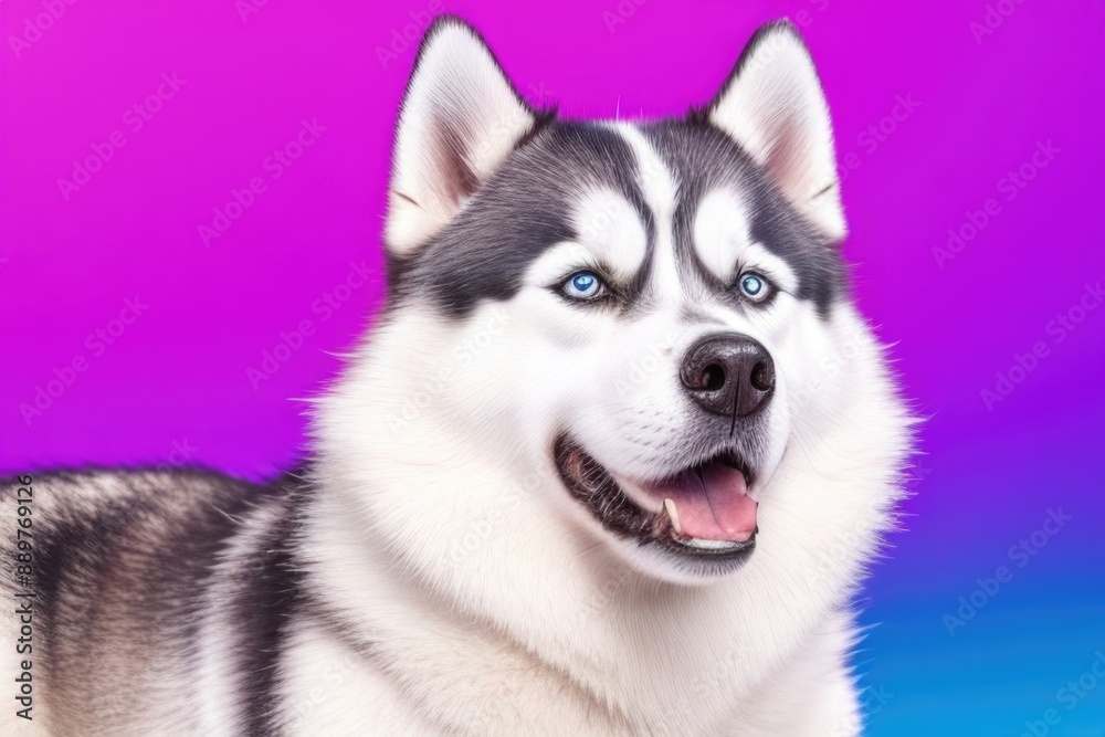 Siberian husky dog isolated on a color background