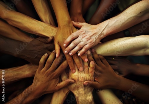 In partnership for hope, love, and human faith in connection, group of friends praying for spiritual growth, community, and gratitude.