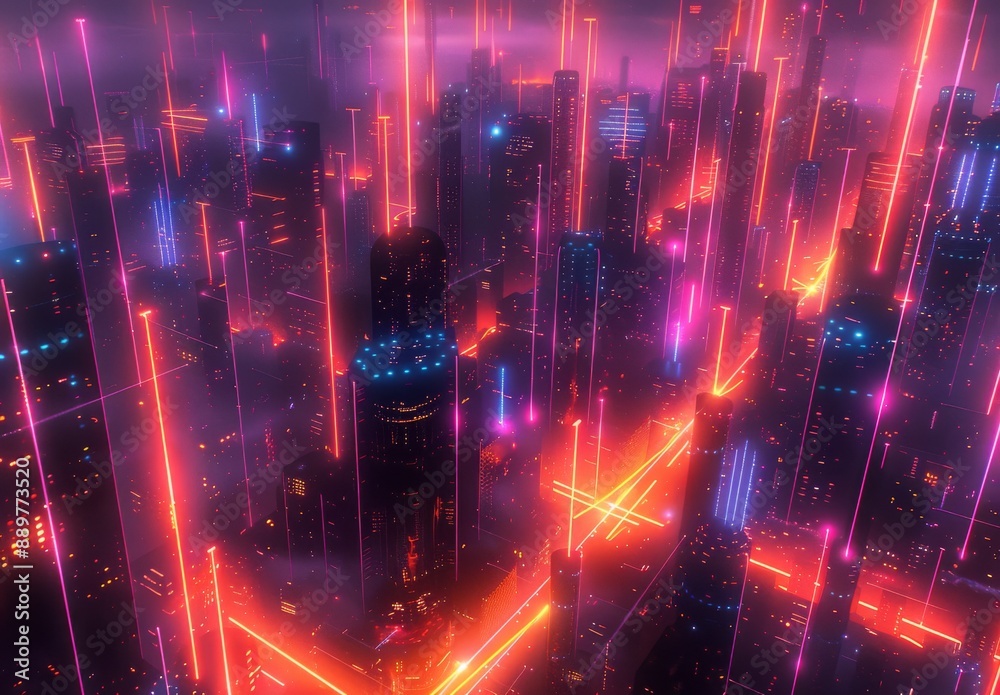 Naklejka premium A network concept for telecommunications and communication. Technology for big data connection. Smart cities and digital transformation.