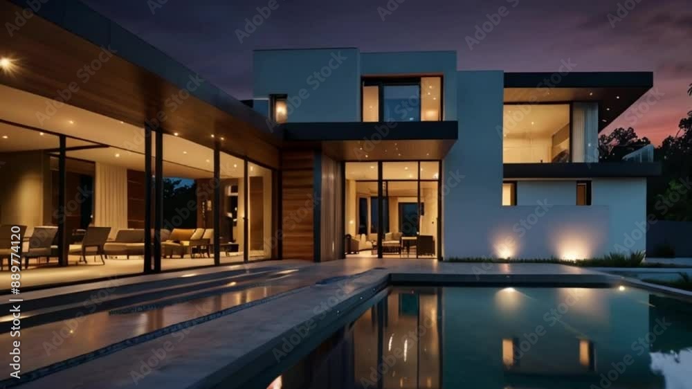 Modern house. Interior and exterior. Modern house. Interior and exterior.