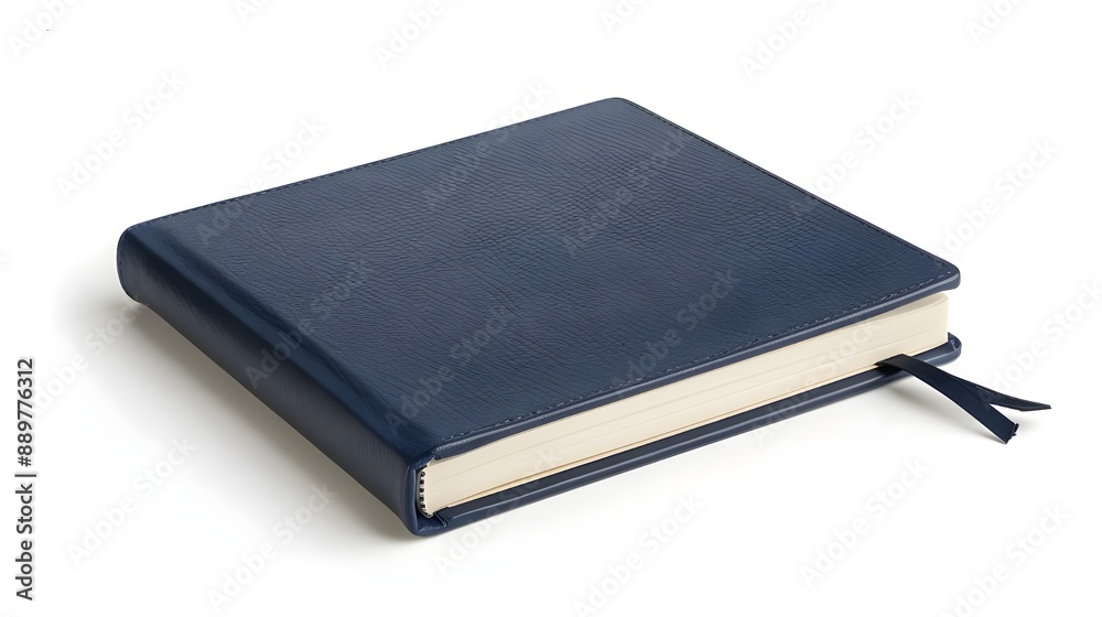 A navy blue notebook with a hard cover, ideal for jotting down thoughts and ideas. A navy blue notebook with a hard cover, ideal for jotting down thoughts and ideas.