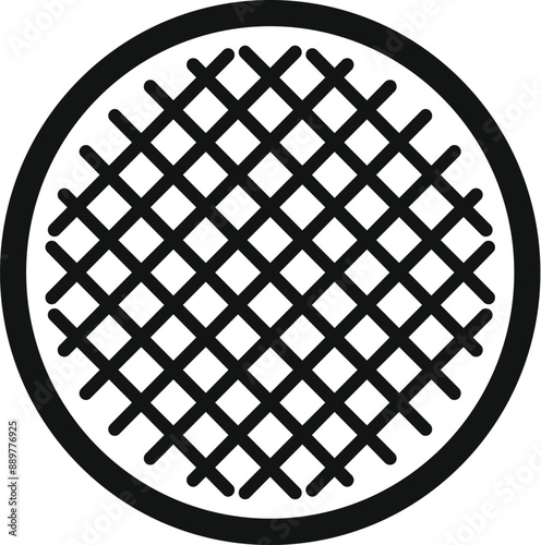 Round barbecue grill grating icon in simple style isolated on white background