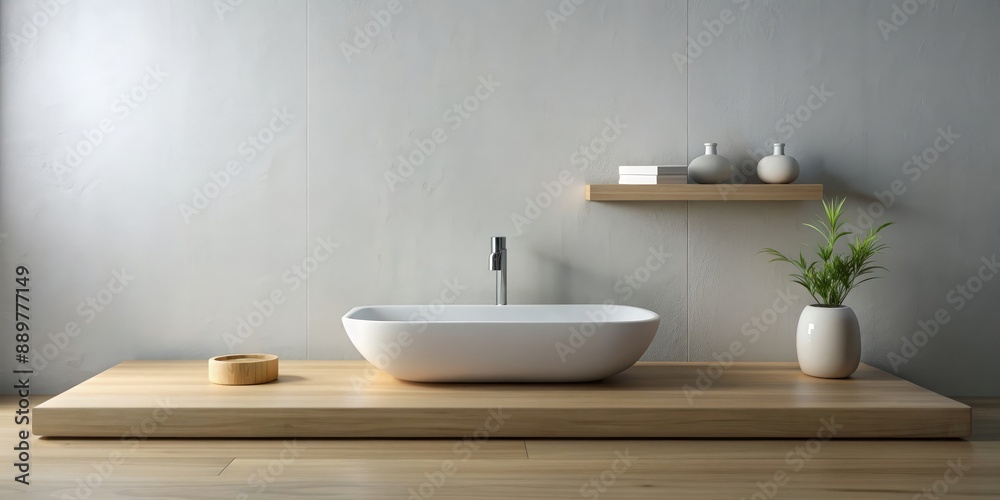 Fototapeta premium Minimalist bathroom with an empty soap dish , modern, clean, simple, white, interior, design, empty, bath