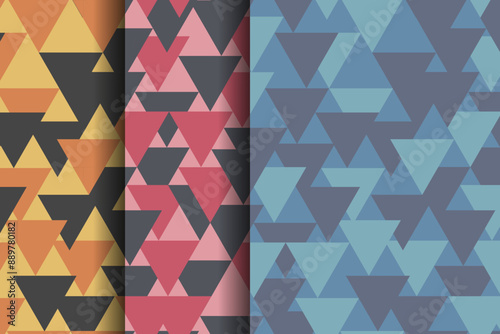 Colorful geometric seamless pattern background from vector abstract triangles.
