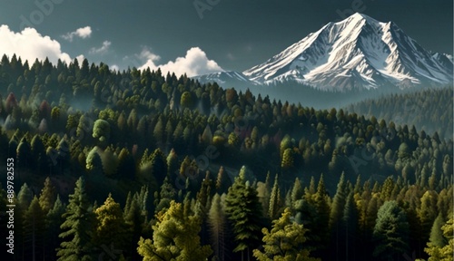Seamless Transition from Mountain Terrain to Forest Terrain