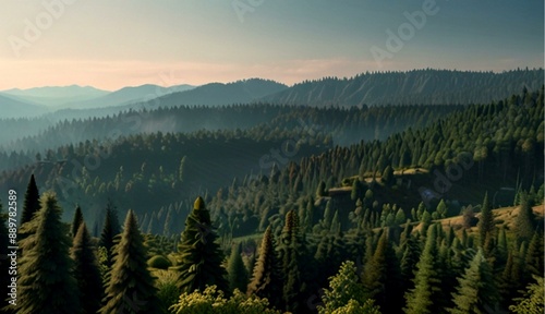 Seamless Transition from Mountain Terrain to Forest Terrain