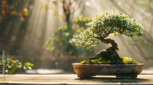 cute bonsai on a table in a houses by the window