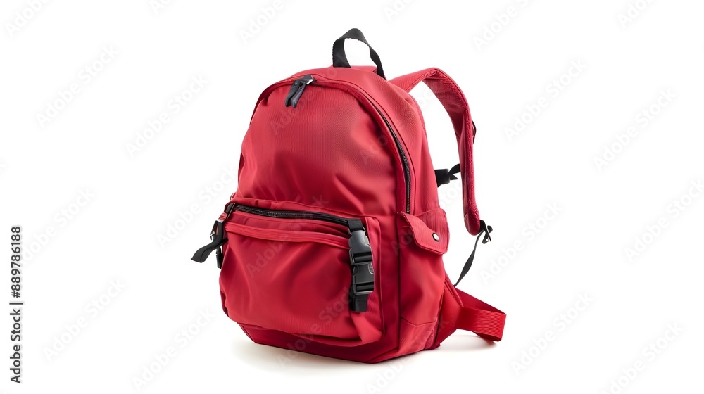 A vibrant red backpack, perfect for school or travel with ample storage space.
A vibrant red backpack, perfect for school or travel with ample storage space.