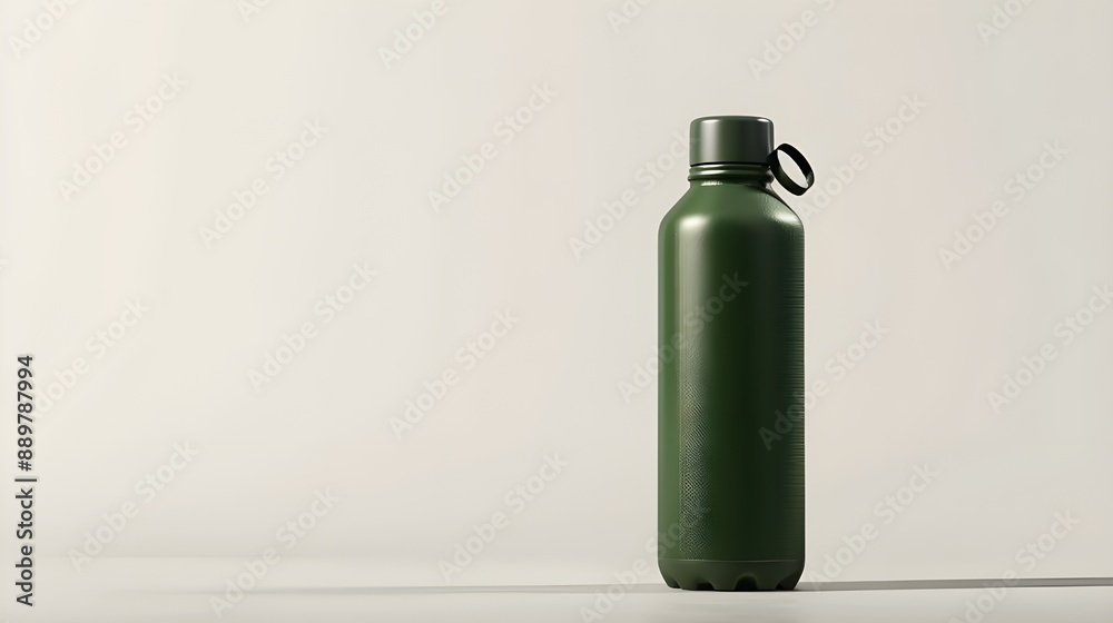 A sleek green water bottle with a secure cap and minimalist design. A sleek green water bottle with a secure cap and minimalist design.