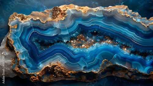 Colorful blue agate crystal stone background