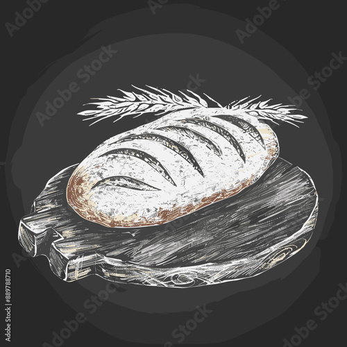 Hand Drawn bread illustration on a blackboard beautiful vector illustration sketchy style chalkboard background.