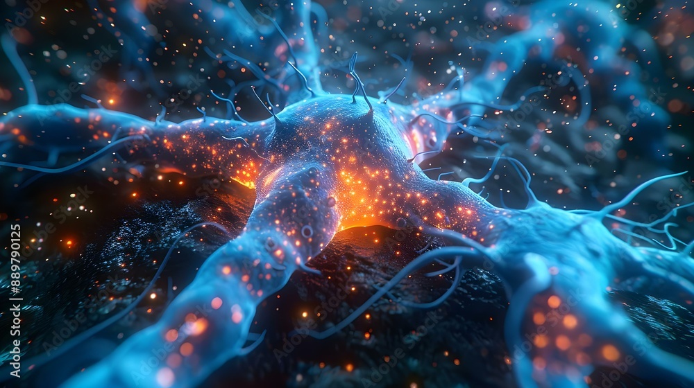 Neuron in blue light Neuron in blue light