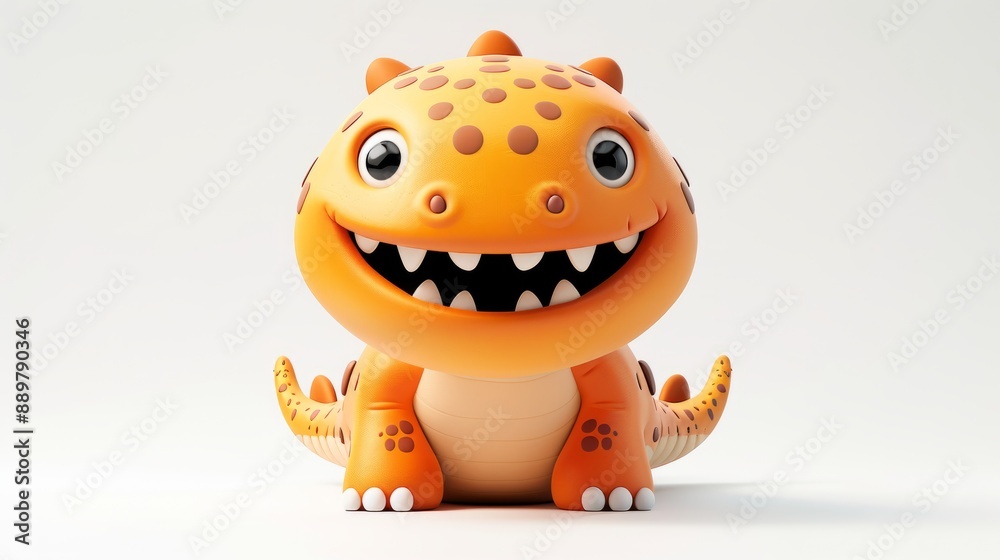 Fototapeta premium Cute 3D cartoon monster with colorful background. This character could be related to animation, children’s media, or character design.