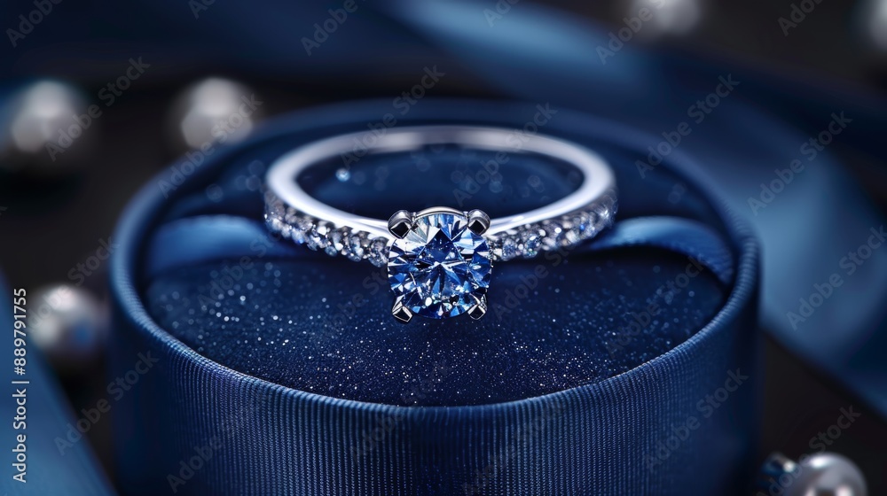 romantic jewelry box, elegant blue gift box holding a beautiful ring, a symbol of eternal love and devotion romantic jewelry box, elegant blue gift box holding a beautiful ring, a symbol of eternal love and devotion