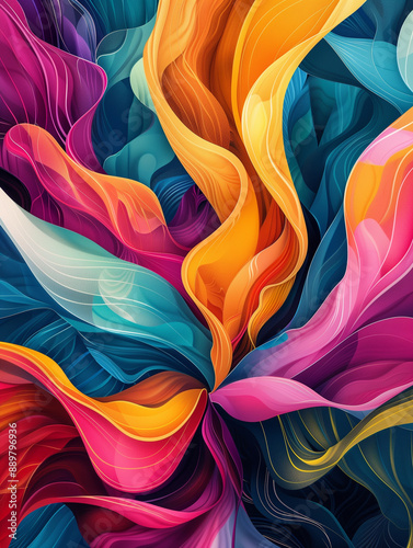 Abstract digital artwork with swirling patterns in vivid blues and oranges creating a visually captivating design