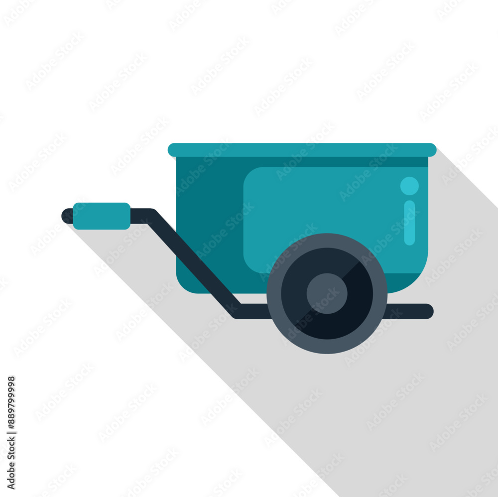 Simple icon of a one wheel utility trailer, perfect for projects related to construction, transportation, or diy Simple icon of a one wheel utility trailer, perfect for projects related to construction, transportation, or diy