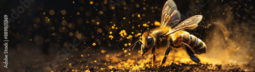 A Close-Up of a Honeybee Covered in Pollen photo