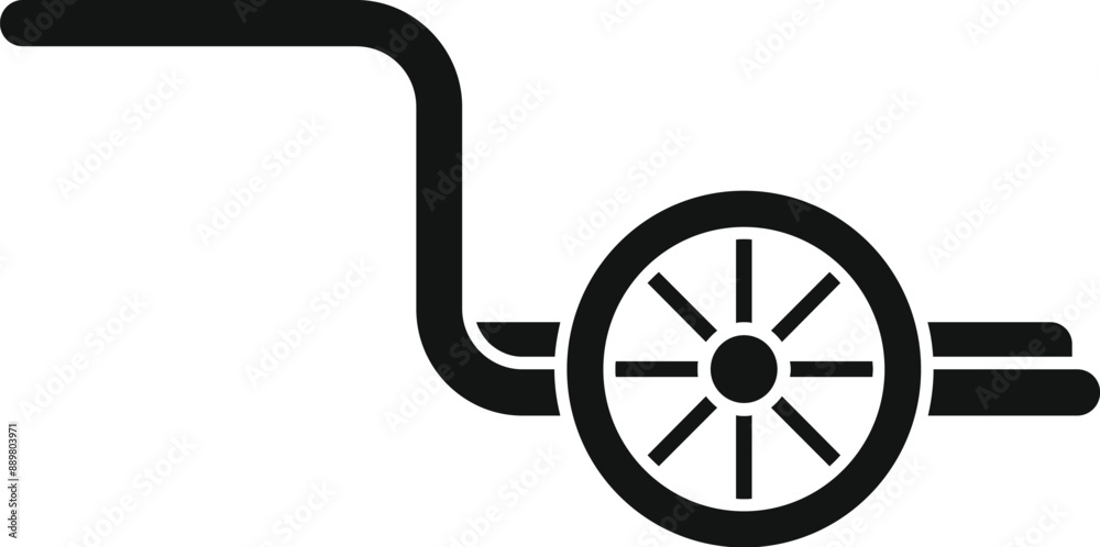 Black silhouette of a wheelbarrow presenting side view, isolated on a white background Black silhouette of a wheelbarrow presenting side view, isolated on a white background