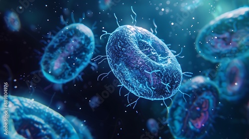 Binary fission a prokaryotic cell in a bio experiment photo