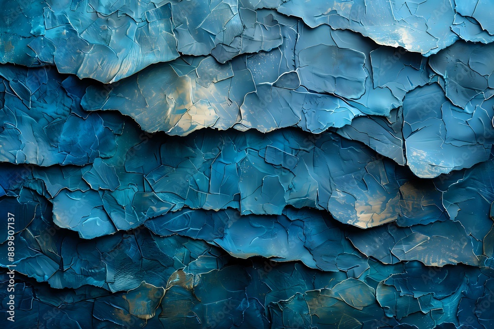 Fototapeta premium A close-up of a blue abstract texture with layered patterns, perfect for backgrounds, design, and artistic-themed projects.