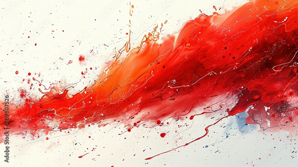 Red Blood Splatter on White Background