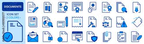 Icons in two colors  about documents
