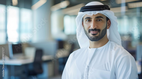 Smiling Emirati Businessman in Modern Office Setting