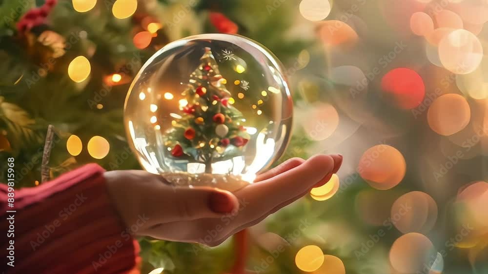 glass snow globe in hand