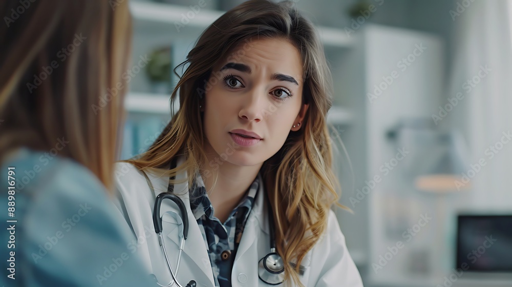 Female doctor Cardiologist explaining medicine effects in a patient meeting Female doctor Cardiologist explaining medicine effects in a patient meeting