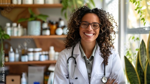 Female doctor Naturopathic Doctor using natural medicine in a clinic