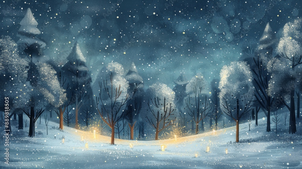 winter wonderland, an enchanting artwork of a snowy forest with gentle snowfall and sparkling stars, capturing the serene charm of winter winter wonderland, an enchanting artwork of a snowy forest with gentle snowfall and sparkling stars, capturing the serene charm of winter